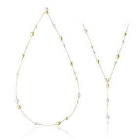 Chimento Armillas Acqua 18ct Yellow Gold Pearl Diamond Necklace