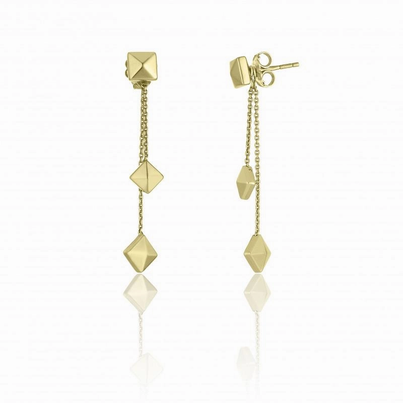 Chimento Armillas Pyramis 18ct Yellow Gold Studs Double Drop Earrings