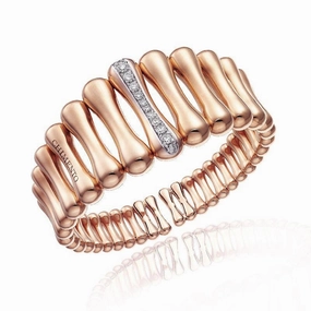 Chimento Bamboo Over 18ct Rose Gold 0.69ct Diamond Iconic Wide Cuff