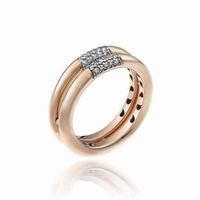 Chimento Bamboo Pure 18ct Rose Gold 0.16ct Diamond Duel Ring