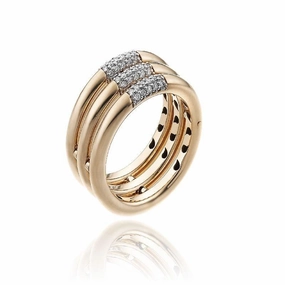 Chimento Bamboo Pure 18ct Rose Gold 0.24ct Diamond Triple Ring