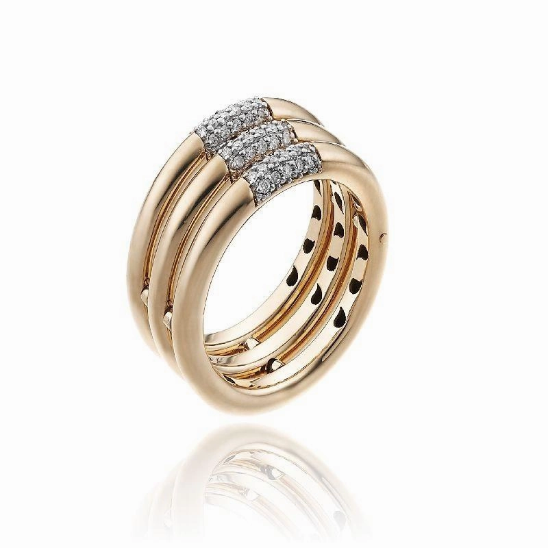 Chimento Bamboo Pure 18ct Rose Gold 0.24ct Diamond Triple Ring
