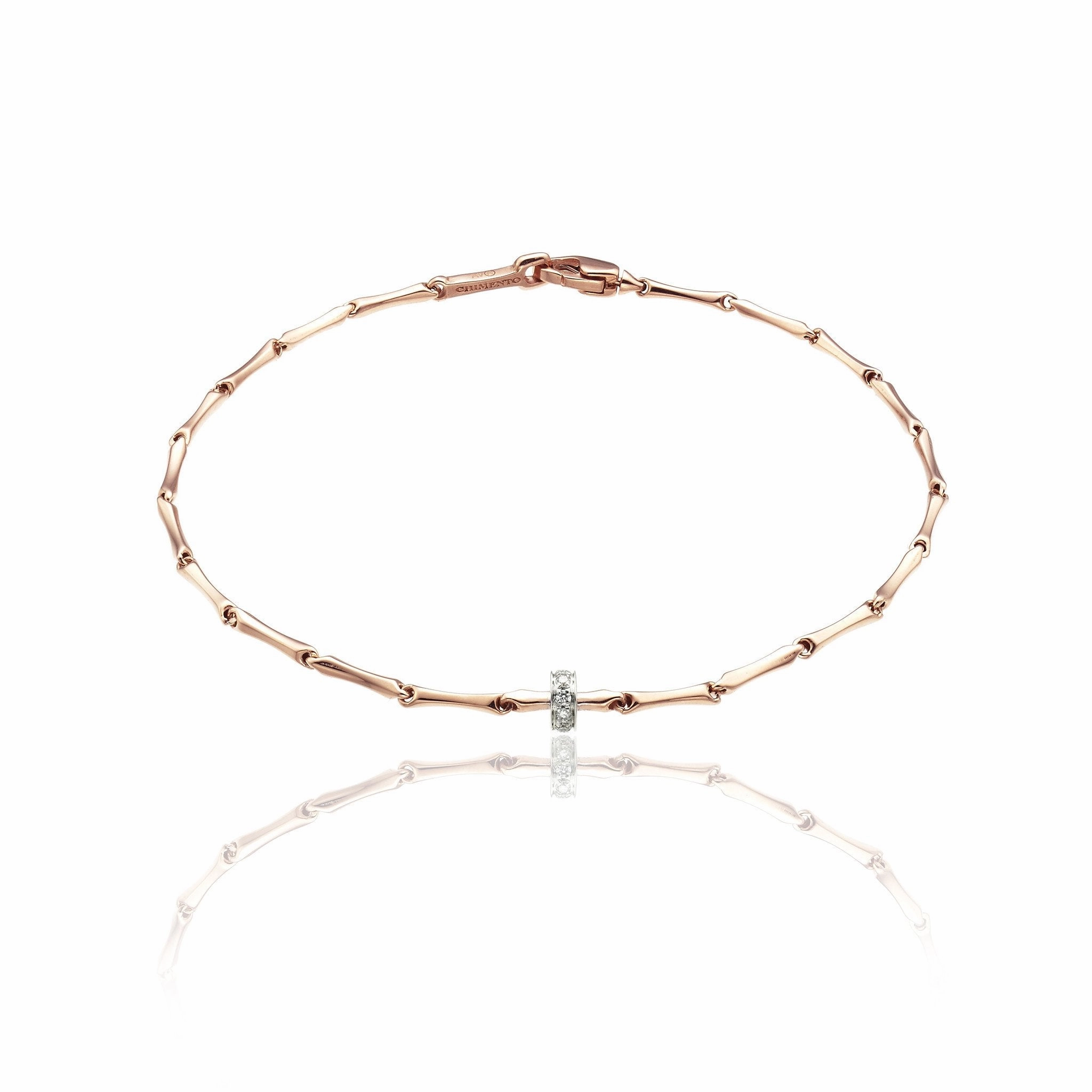 Chimento Bamboo Shine 18ct Rose Gold 0.05ct Diamond Bracelet