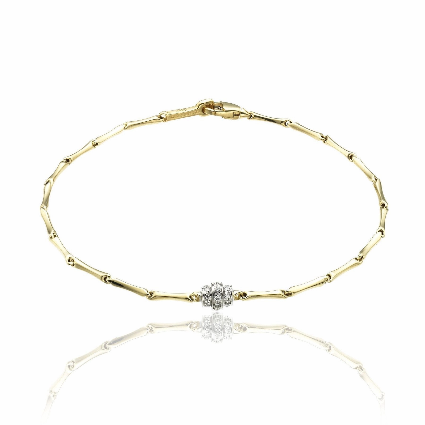 Chimento Bamboo Shine 18ct Yellow Gold 0.10ct Diamond Bracelet