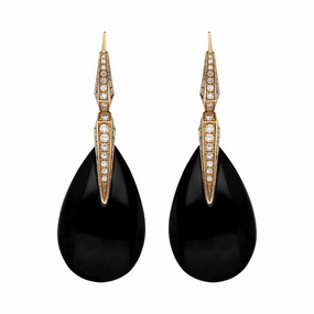 Chimento Elisir 18ct Rose Gold Whitby Jet Diamond Pear Drop Earrings D