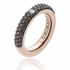 Chimento Forever Stack Me Demi Pavee 18ct Rose Gold Brown Diamond Adjustable Size-Fit Ring