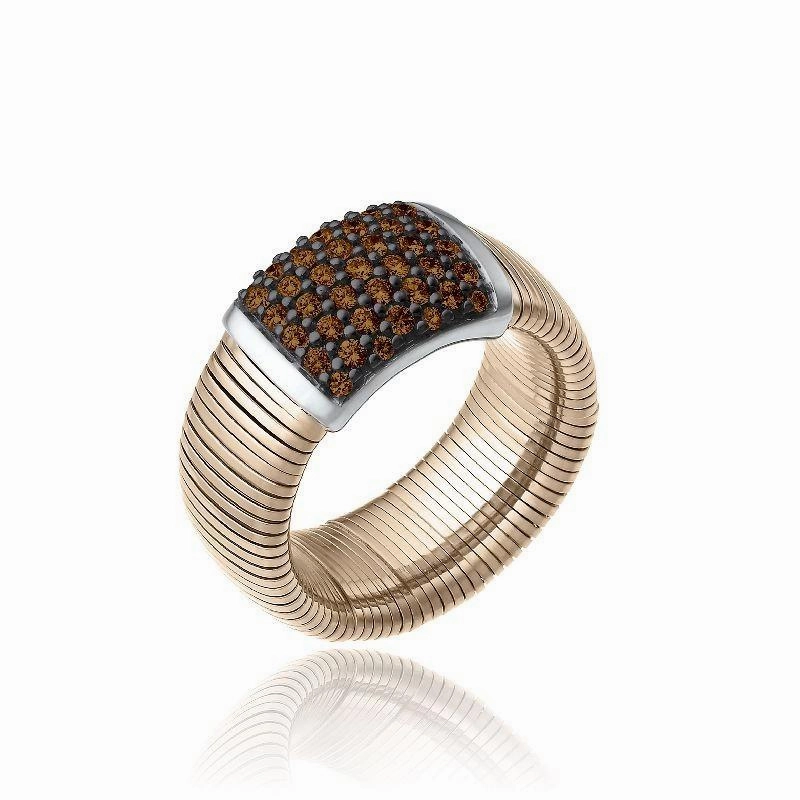 Chimento Stardust Pave 18ct Rose Gold 0.63ct Brown Diamond Ring