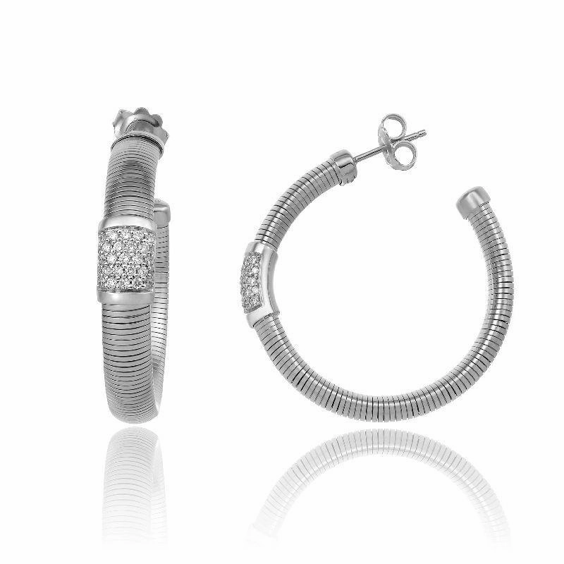 Chimento Stardust Pave 18ct White Gold 0.54ct Diamond Hoop Earrings
