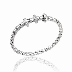 Chimento Stretch 18ct White Gold 0.19ct Diamond Triple Rondelle Bracelet