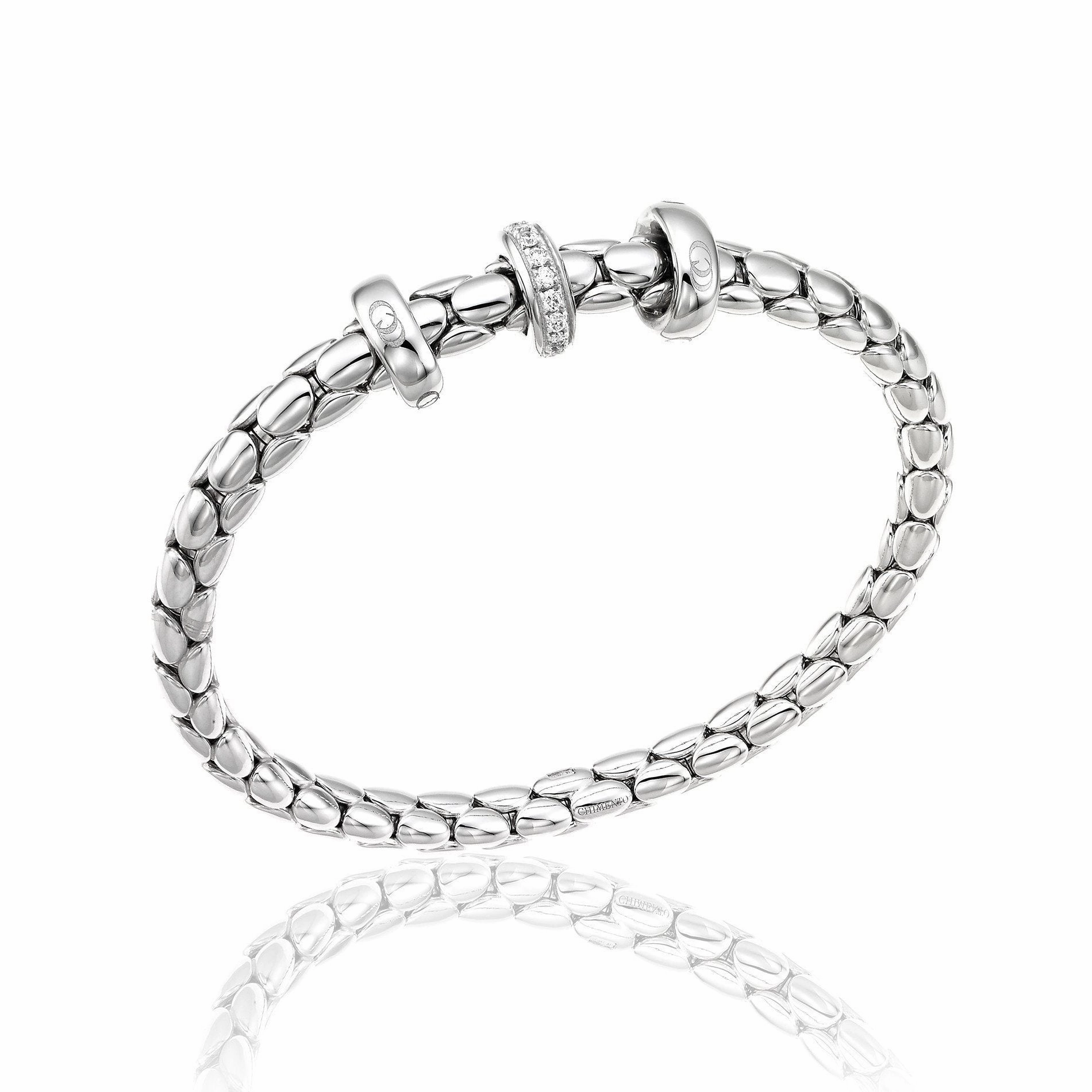 Chimento Stretch 18ct White Gold 0.19ct Diamond Triple Rondelle Bracelet