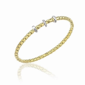 Chimento Stretch 18ct Yellow Gold 0.10ct Diamond Triple Rondelle Bracelet