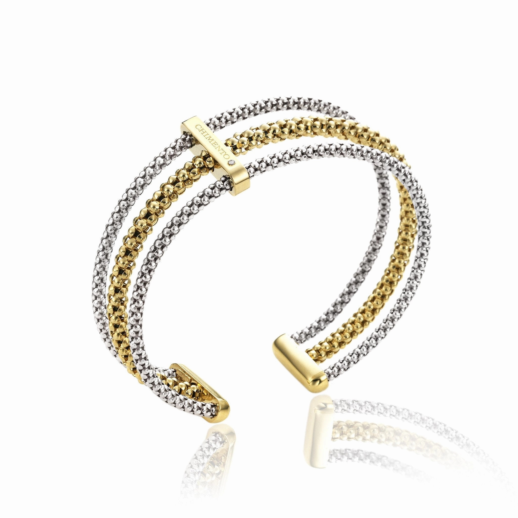 Chimento Stretch Multi 18ct Yellow Gold Diamond Three Strand Bangle