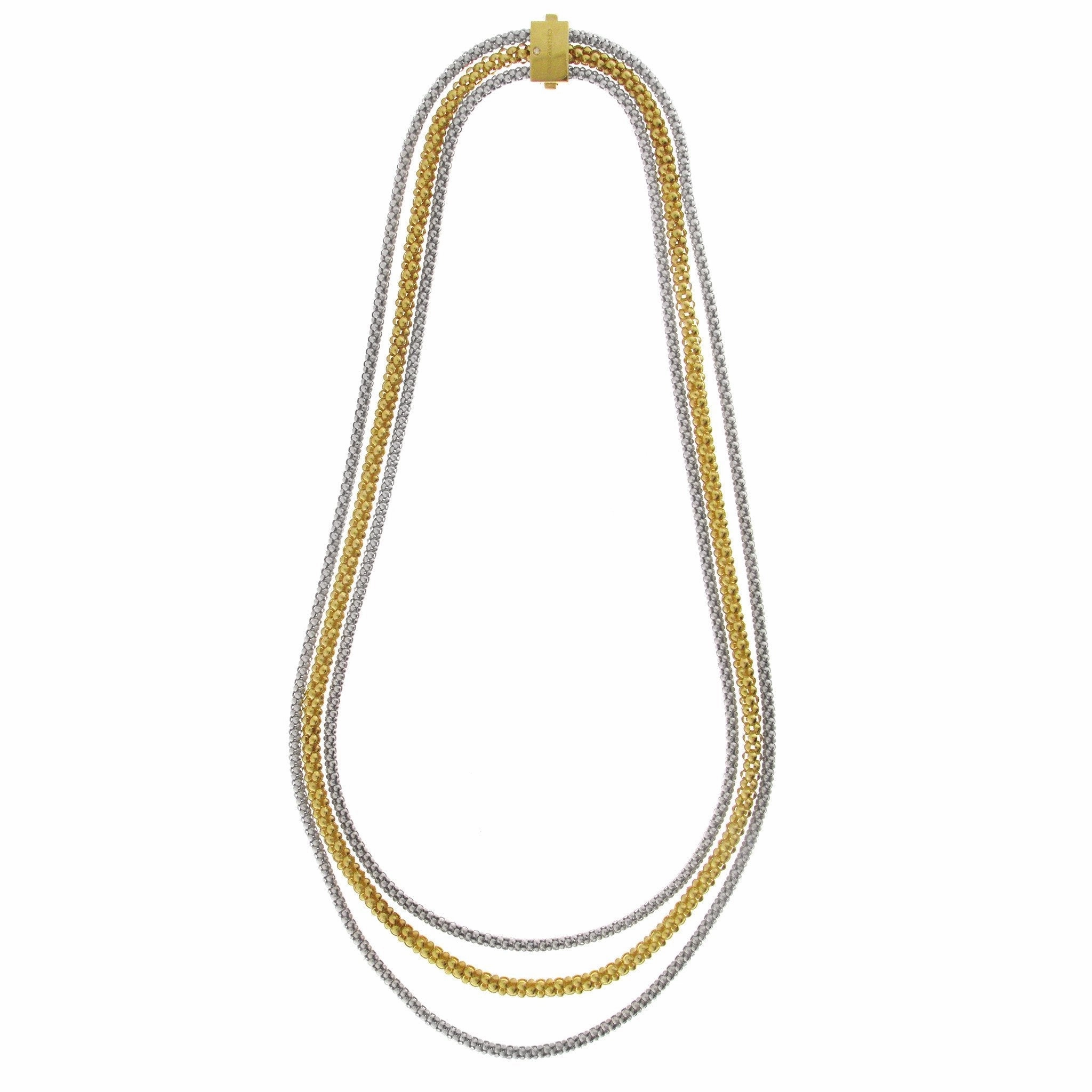 Chimento Stretch Multi 18ct Yellow Gold Diamond Three Strand Necklace