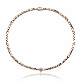 Chimento Stretch Spring 18ct Rose Gold 0.19ct Diamond Necklace