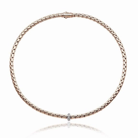 Chimento Stretch Spring 18ct Rose Gold 0.19ct Diamond Necklace