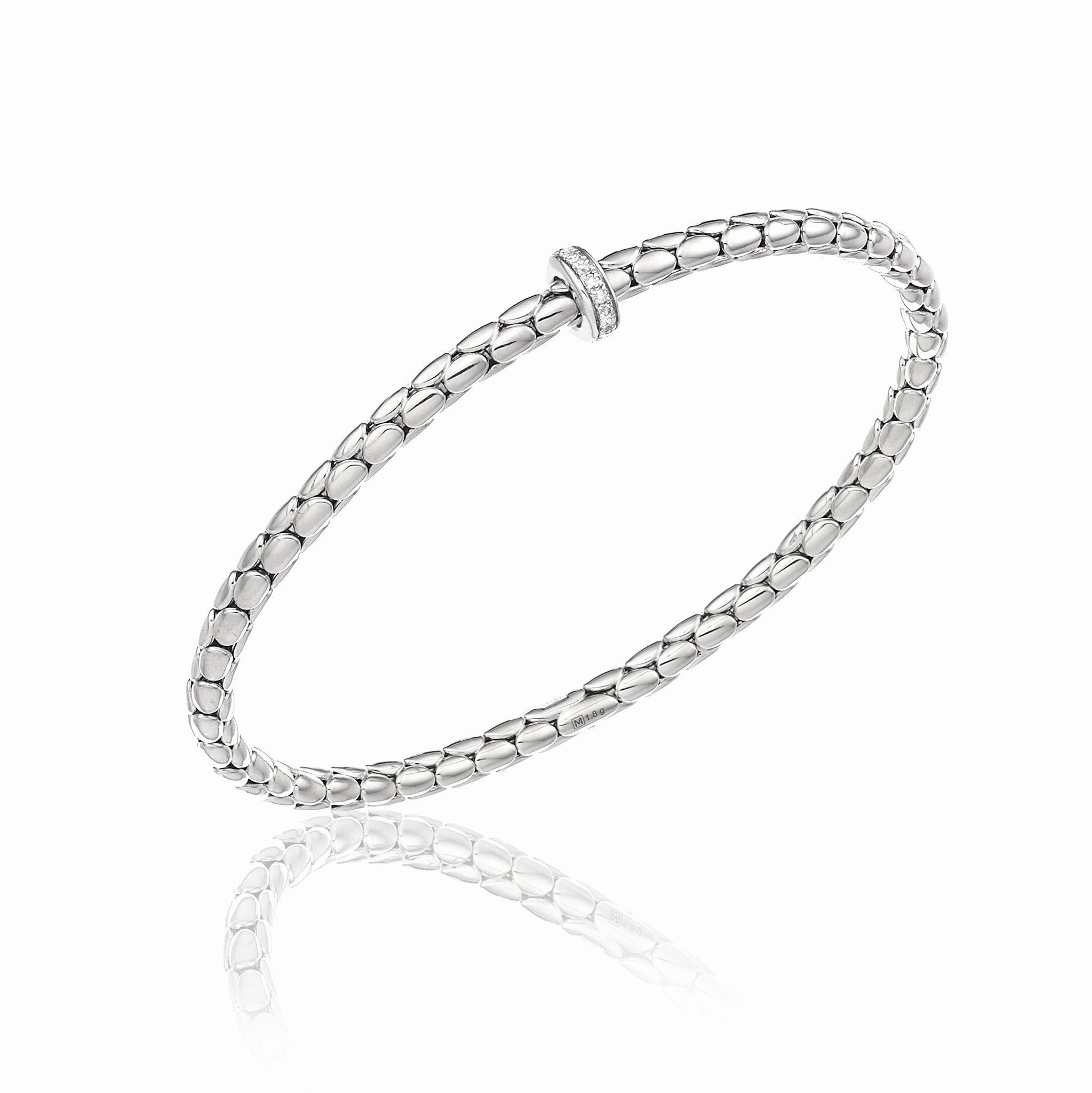 Chimento Stretch Spring 18ct White Gold 0.10ct Diamond Bangle