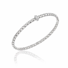 Chimento Stretch Spring 18ct White Gold 0.10ct Diamond Bangle