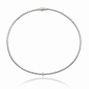 Chimento Stretch Spring 18ct White Gold 0.10ct Diamond Necklace