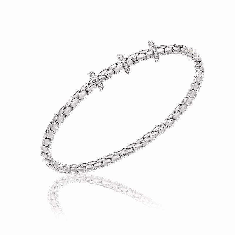 Chimento Stretch Spring 18ct White Gold 0.31ct Diamond Triple Rondelle Bracelet
