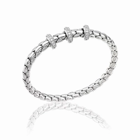 Chimento Stretch Spring 18ct White Gold 0.56ct Diamond Triple Rondelle Bracelet