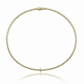 Chimento Stretch Spring 18ct Yellow Gold 0.10ct Diamond Necklace