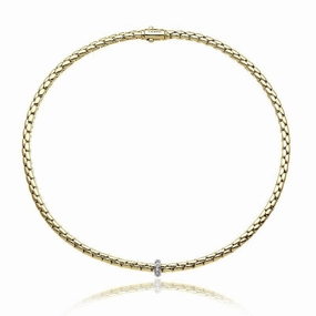 Chimento Stretch Spring 18ct Yellow Gold 0.19ct Diamond Necklace
