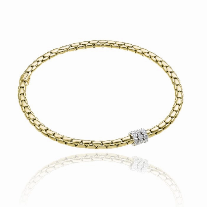 Chimento Stretch Spring 18ct Yellow Gold 0.21ct Diamond Triple Rondelle Bracelet