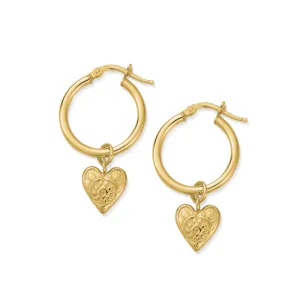 ChloBo Gold Plated Sterling Silver Decorated Heart Earrings