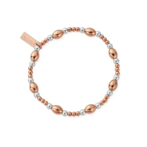 Chlobo Mixed Metal Rose Gold Plated and Silver Cute Oval Bracelet D