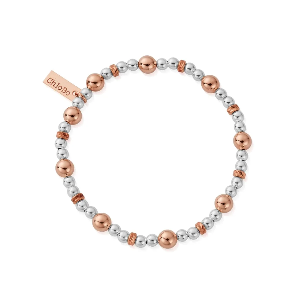 Chlobo Mixed Metal Rose Gold Plated and Silver Sparkle Ball Bracelet D