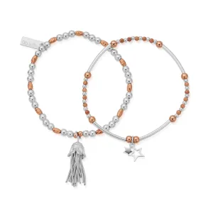Chlobo Mixed Metal Rose Gold Plated and Silver Wishful Set of 2 Bracelet D
