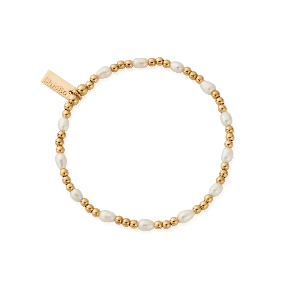 Chlobo Pearl Gold Plated Cute Charm Bracelet