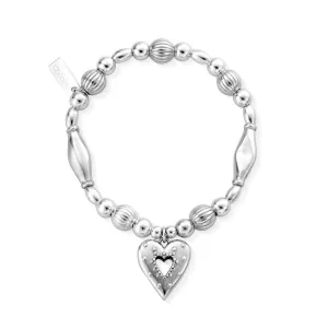 ChloBo Sterling Silver Chunky Pumpkin Dotty Open Heart Bracelet D