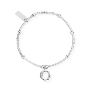 ChloBo Sterling Silver Cute Mini Moon And Star Bracelet