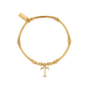 ChloBo Sterling Silver Gold Plated Initial Bracelet T