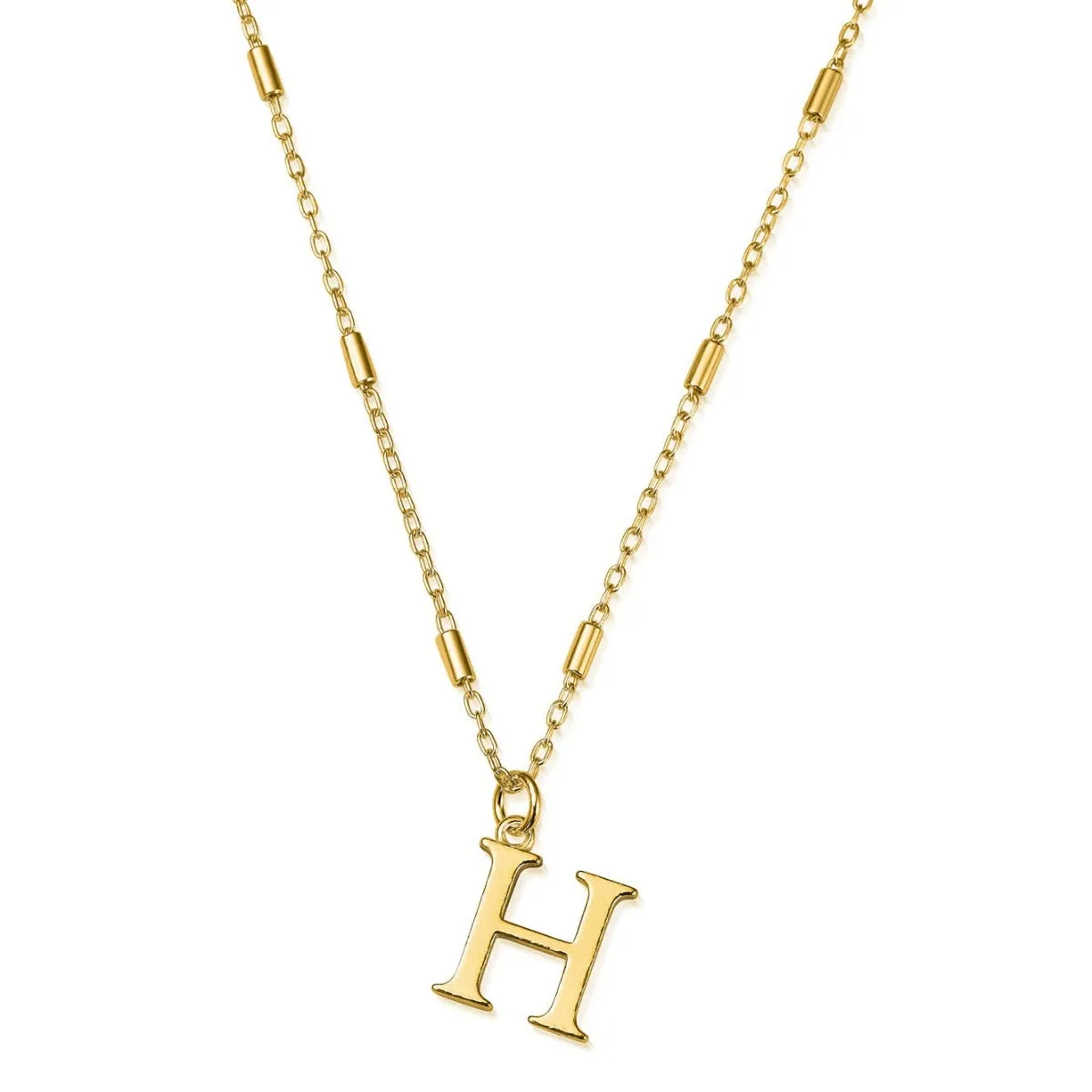 ChloBo Sterling Silver Gold Plated Initial Necklace H