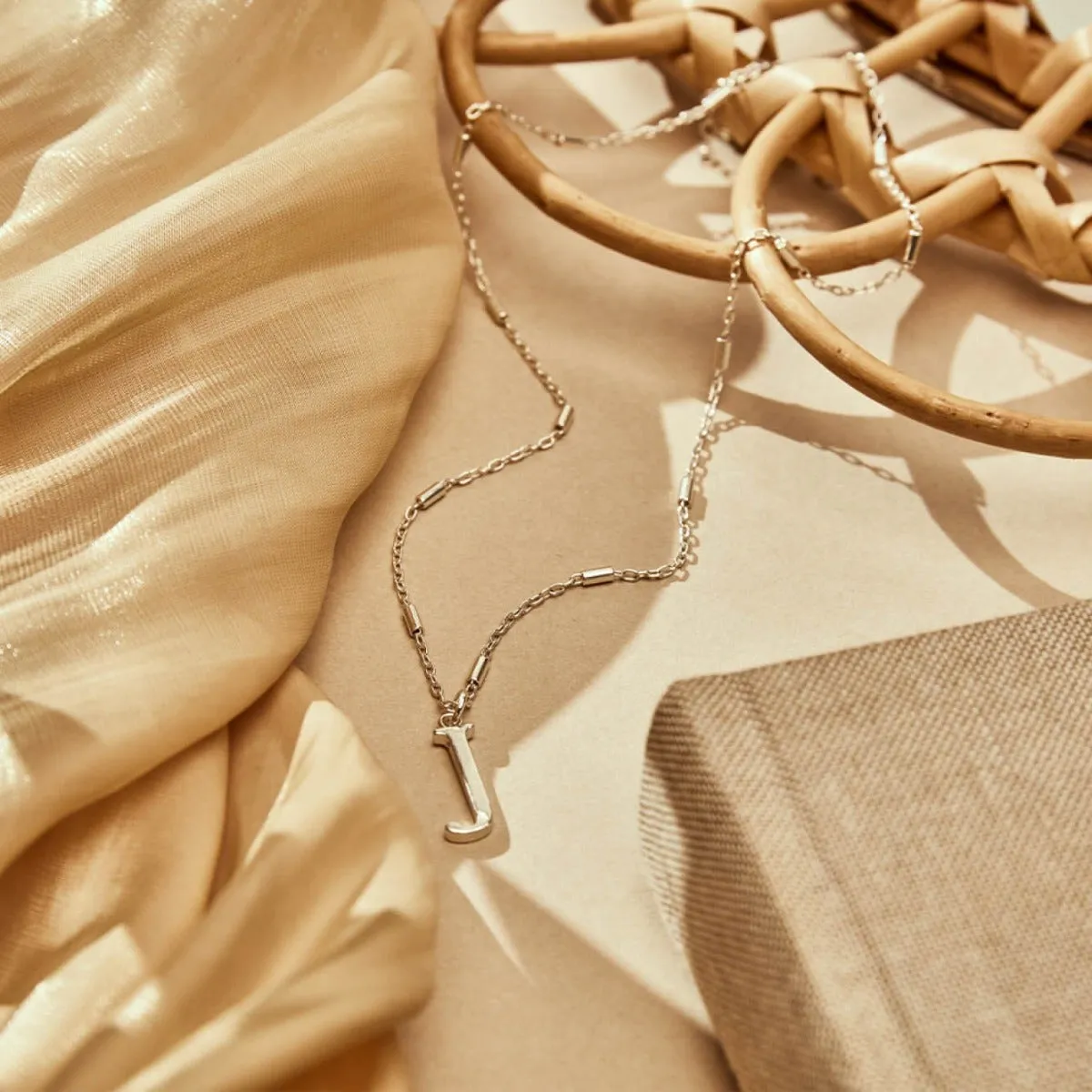 ChloBo Sterling Silver Gold Plated Initial Necklace J