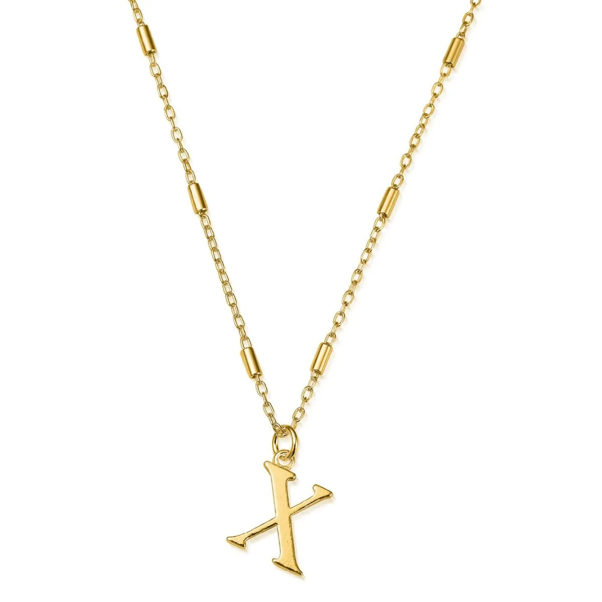 ChloBo Sterling Silver Gold Plated Initial Necklace X