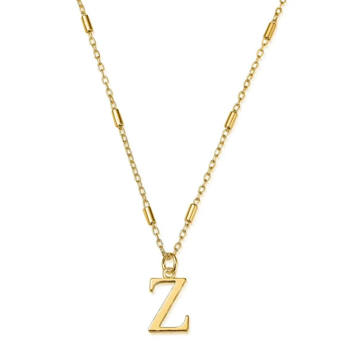 ChloBo Sterling Silver Gold Plated Initial Necklace Z