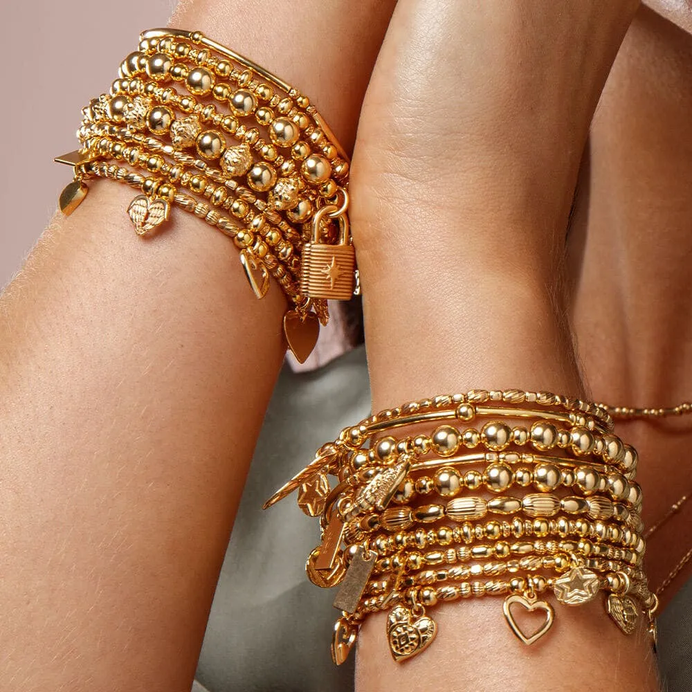 ChloBo Sterling Silver Gold Plated Mini Ball Small Padlock Bracelet