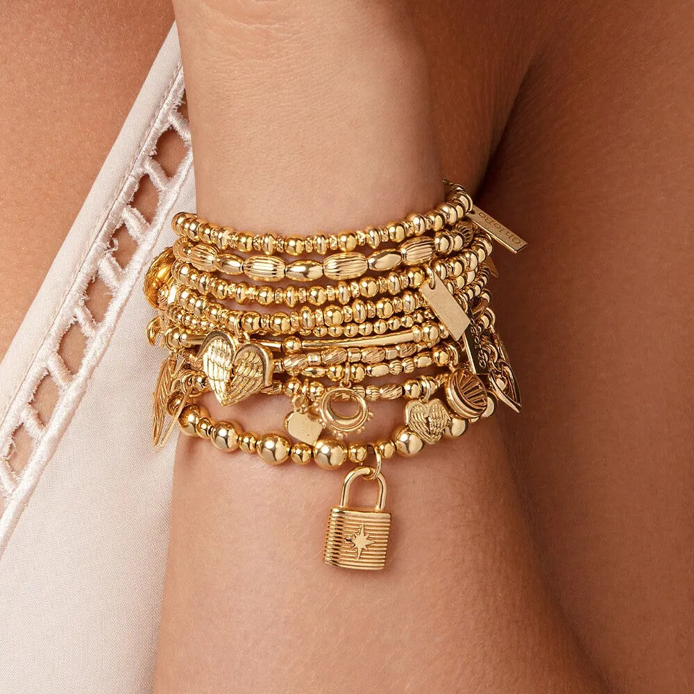 ChloBo Sterling Silver Gold Plated Mini Ball Small Padlock Bracelet