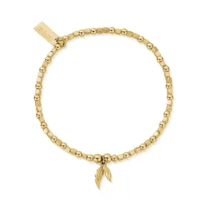 ChloBo Sterling Silver Gold Plated Mini Cube Double Feather Bracelet