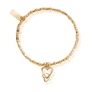 ChloBo Sterling Silver Gold Plated Mini Cube Interlocking Love Heart Bracelet