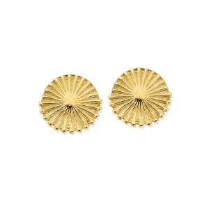 ChloBo Sterling Silver Gold Plated Sun Burst Stud Earrings