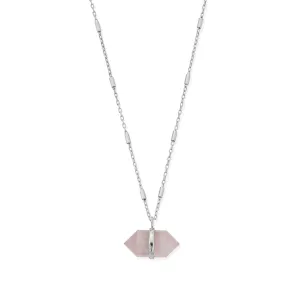 ChloBo Sterling Silver Love Goddess Rose Quartz Double Point Necklace
