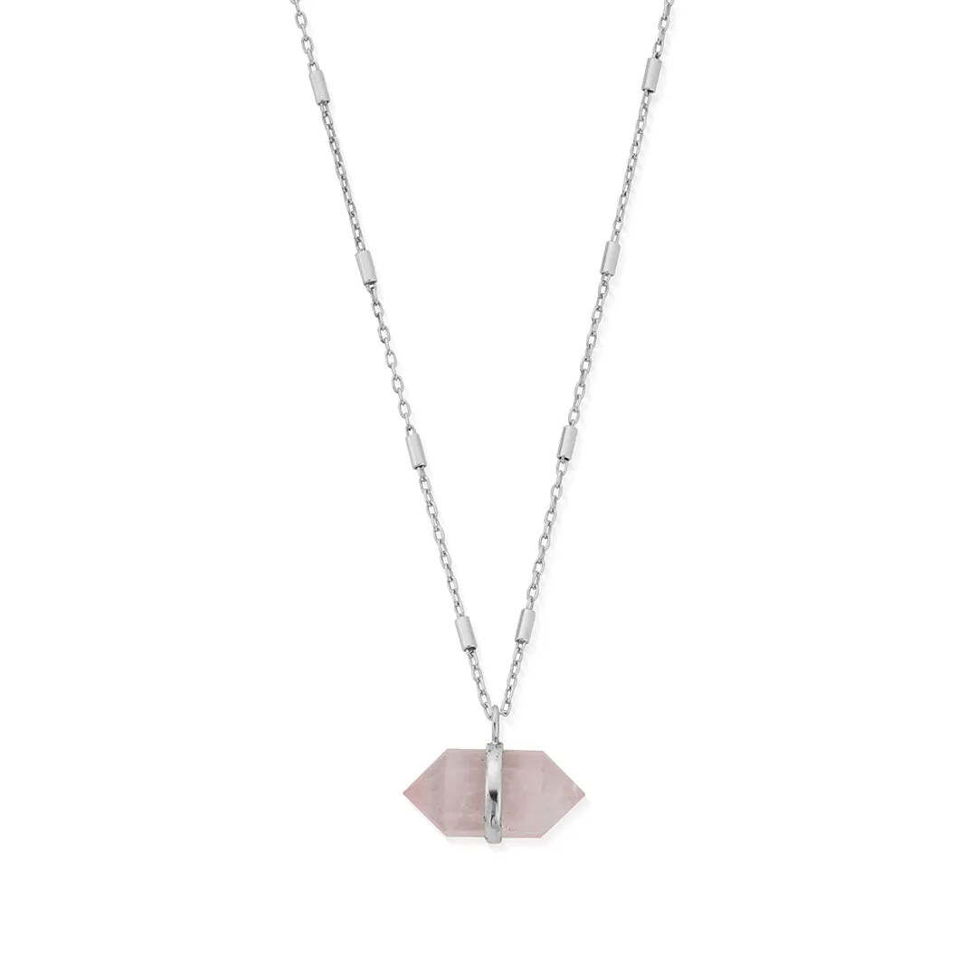 ChloBo Sterling Silver Love Goddess Rose Quartz Double Point Necklace