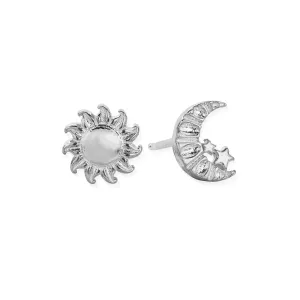ChloBo Sterling Silver Moon And Sun Stud Earrings