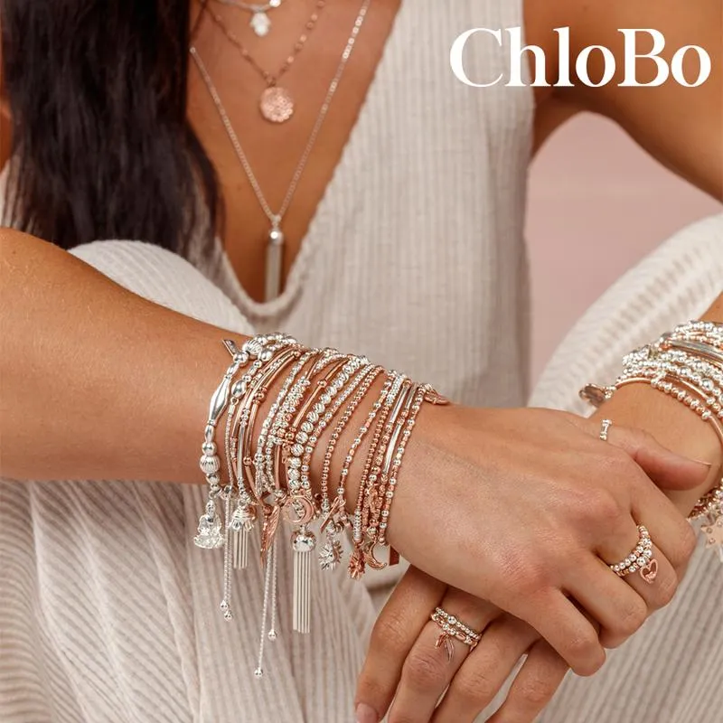 ChloBo Sterling Silver Rose Gold Plated Mini Noodle Ball Heart In Heart Bracelet