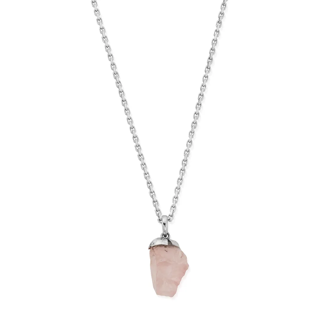 ChloBo Sterling Silver Rose Quartz Raw Nugget Necklace