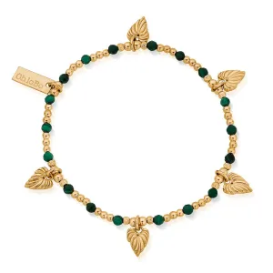 ChloBo Wandering Free Gold Plated Sterling Silver Leaf Heart Malachite Bracelet